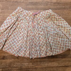 Mini Boden Cream Skirt with Pink and Orange Floral Pattern